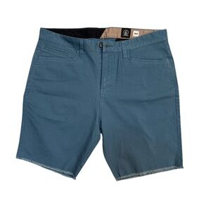 Volcom Men’s Casual Chino Shorts Blue Cutoff Hem Size 34